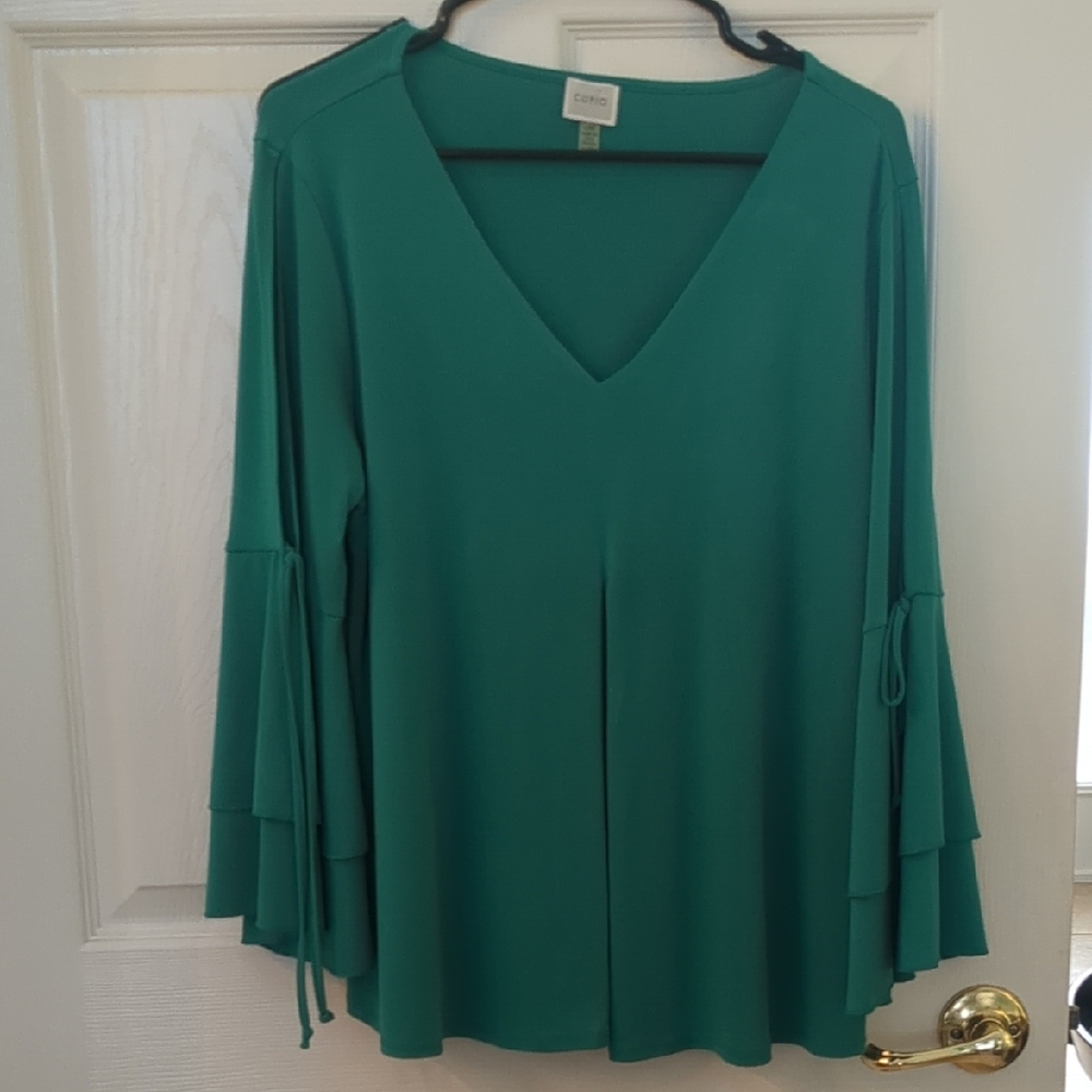 Green V-Neck Blouse